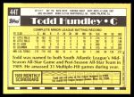 1990 Topps Traded #44 T Todd Hundley  Back Thumbnail