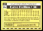 1990 Topps Traded #41 T Dave Hollins  Back Thumbnail
