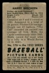 1952 Bowman #176  Harry Brecheen  Back Thumbnail