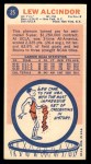 1969 Topps #25 Lew Alcindor Back Thumbnail