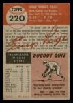1953 Topps #220 Satchel Paige Back Thumbnail