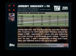 2007 Topps #209  Jeremy Shockey  Back Thumbnail