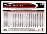 2012 Topps #407  Torii Hunter  Back Thumbnail