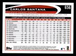 2012 Topps #656  Carlos Santana  Back Thumbnail