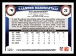 2011 Topps #23  Brandon Meriweather  Back Thumbnail