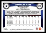 2011 Topps #415  DeMarcus Ware  Back Thumbnail