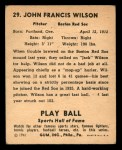 1941 Play Ball #29  Jack Wilson  Back Thumbnail