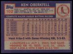 1984 Topps #102  Ken Oberkfell  Back Thumbnail