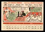 1956 Topps #30 Jackie Robinson Back Thumbnail