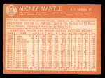 1964 Topps #50 Mickey Mantle Back Thumbnail