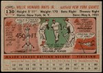1956 Topps #130 GRY Willie Mays Back Thumbnail