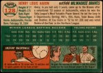 1954 Topps #128 Hank Aaron Back Thumbnail