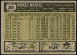 1961 Topps #300 Mickey Mantle Back Thumbnail