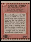 1990 Topps #458  Dennis Byrd  Back Thumbnail