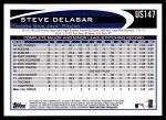 2012 Topps Update #147  Steve Delabar  Back Thumbnail
