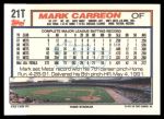 1992 Topps Traded #21 T Mark Carreon  Back Thumbnail