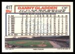 1992 Topps Traded #41 T Danny Gladden  Back Thumbnail
