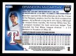 2010 Topps #660  Brandon McCarthy  Back Thumbnail