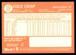 2013 Topps Heritage #320  Coco Crisp  Back Thumbnail