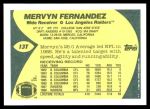 1989 Topps Traded #13 T Mervyn Fernandez  Back Thumbnail