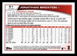 2013 Topps #51  Jonathan Broxton   Back Thumbnail