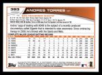 2013 Topps #393  Andres Torres  Back Thumbnail