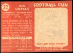 1958 Topps #22  Johnny Unitas  Back Thumbnail