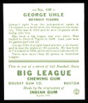 1933 Goudey Reprint #100  George Uhle  Back Thumbnail