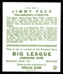 1933 Goudey Reprint #154  Jimmie Foxx  Back Thumbnail