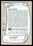 1989 Pacific Legends #167  Joe Cronin  Back Thumbnail