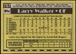 1990 Topps #757  Larry Walker  Back Thumbnail