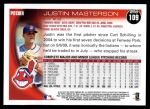2010 Topps #109  Justin Masterson  Back Thumbnail