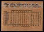 1988 Topps #67  Ken Oberkfell  Back Thumbnail