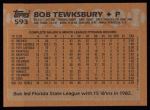 1988 Topps #593  Bob Tewksbury  Back Thumbnail