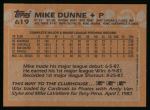 1988 Topps #619  Mike Dunne  Back Thumbnail