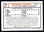 1992 Topps #124  Shawn Livsey  Back Thumbnail