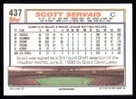 1992 Topps #437  Scott Servais  Back Thumbnail