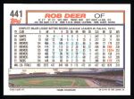 1992 Topps #441  Rob Deer  Back Thumbnail