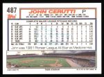 1992 Topps #487  John Cerutti  Back Thumbnail