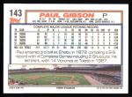 1992 Topps #143  Paul Gibson  Back Thumbnail