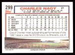 1992 Topps #299  Charles Nagy  Back Thumbnail