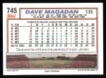 1992 Topps #745  Dave Magadan  Back Thumbnail