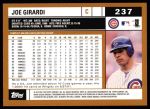 2002 Topps #237  Joe Girardi  Back Thumbnail