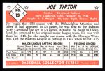 1953 Bowman B&W Reprint #13  Joe Tipton  Back Thumbnail