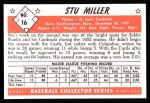1953 Bowman B&W Reprint #16  Stu Miller  Back Thumbnail