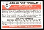 1953 Bowman B&W Reprint #21  Bud Podbielan  Back Thumbnail