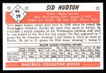 1953 Bowman B&W Reprint #29  Sid Hudson  Back Thumbnail