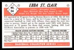 1953 Bowman B&W Reprint #34  Ebba St. Claire  Back Thumbnail