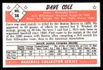 1953 Bowman B&W Reprint #38  Dave Cole  Back Thumbnail