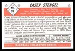 1953 Bowman B&W Reprint #39  Casey Stengel  Back Thumbnail